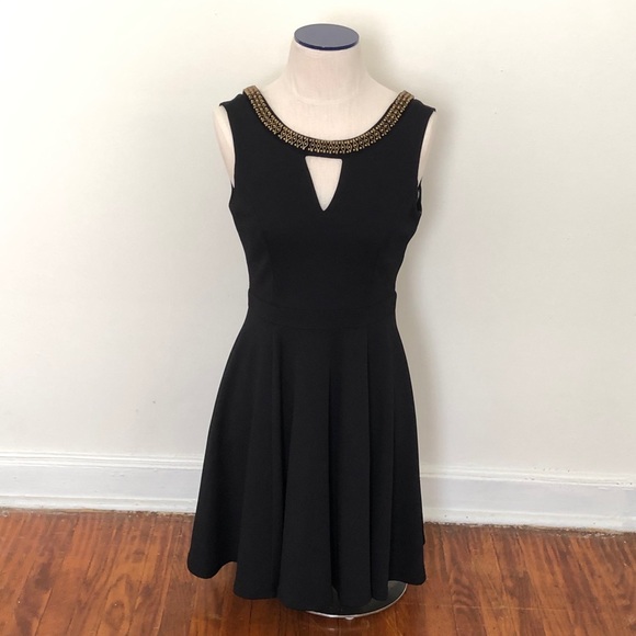 Beaded Keyhole Open Back Swing Dress - Picture 1 of 7